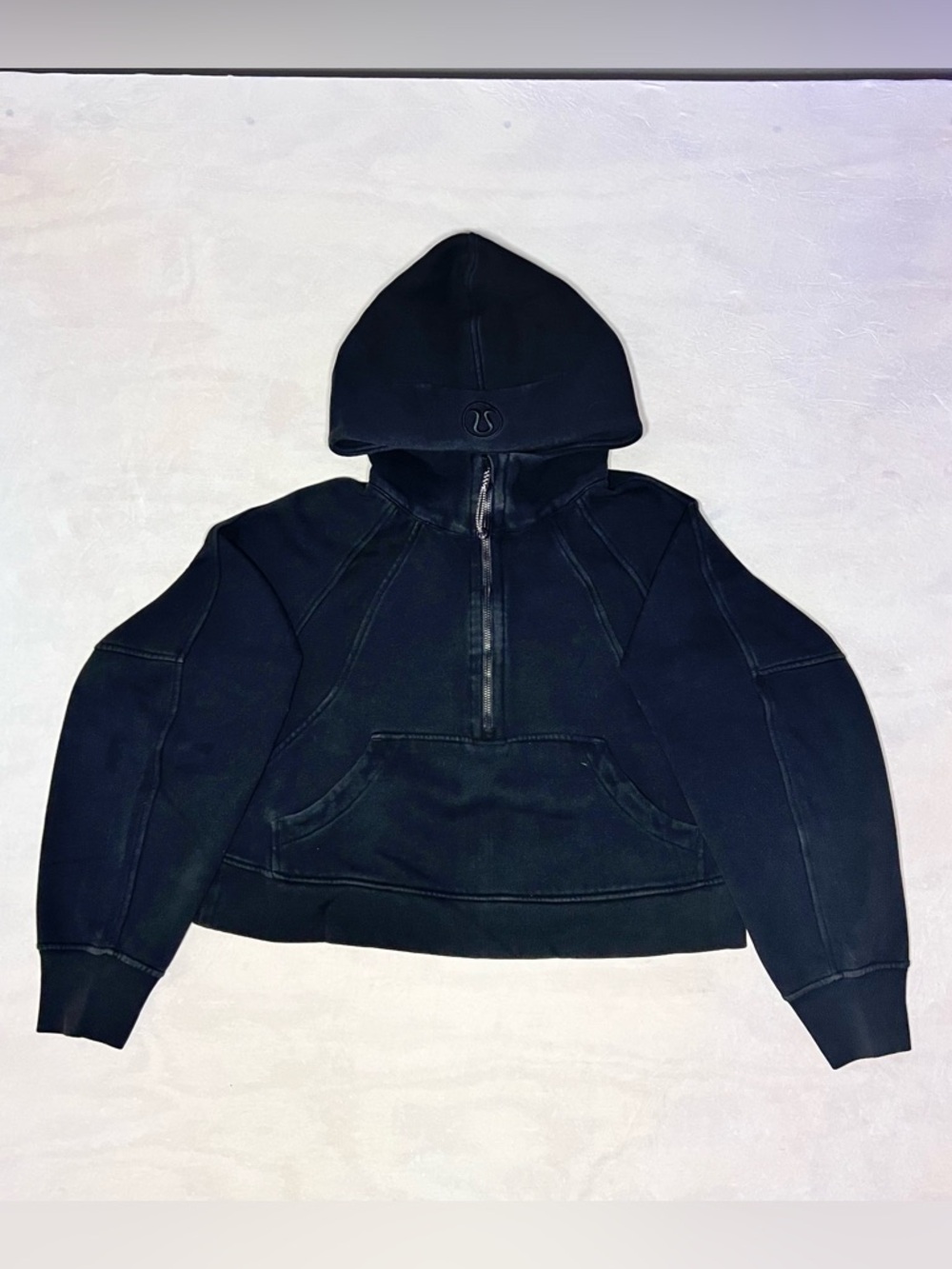 Lululemon Scuba Black Fleece 1/2 Zip Hoodie Kangaroo Pocket Women's XS/S